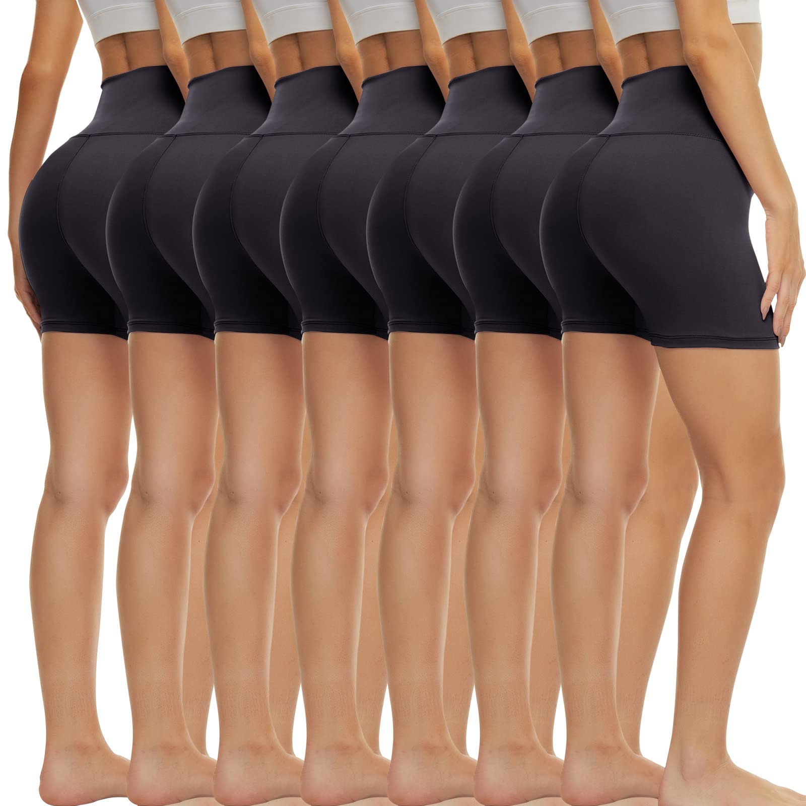 Photo 1 of **DIFFERENT COLORS - 6 PACK ** TNNZEET 7 Pack Biker Shorts for Women - 5''/8''/3'' High Waisted Workout Tummy Control Spandex Gym Shorts for Yoga Athletic S/M