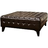 Baxton Studio Pemberly Dark Brown Bonded Leather Square Ottoman