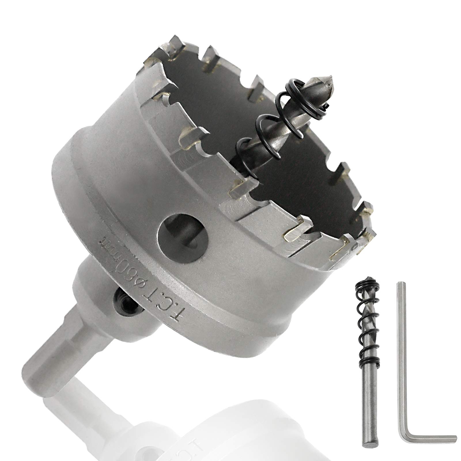 Hordion 2 3/8inch/60mm Carbide Hole Saw Cutter Drill Bit Tooth Tipped TCT Hole Cutter for Stainless Steel Sheet Metal Sheet Plastic FRP Board