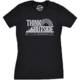 Womens Think Outside No Box Necessary Funny Cool Camping Graphic Funny T Shirt