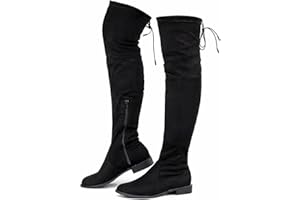 Greatonu Women's Over Knee High Boots Warm Winter Long Boot with Side Zipper Back Lace Fashion Thigh High Boots