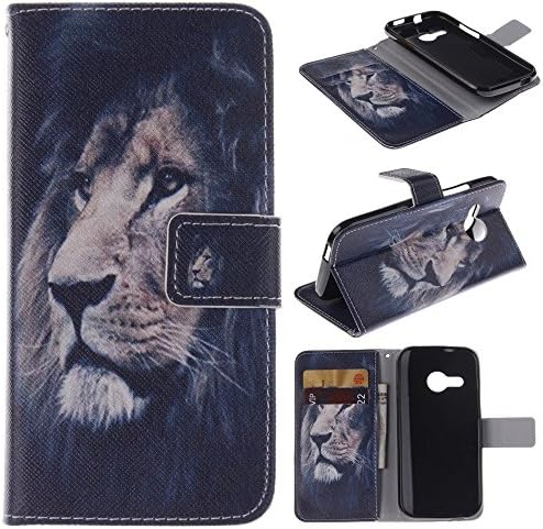 HTC Mini 2 Case HTC One Mini 2 Kickstand Case,Bat King Formidable Lion Pattern Premium Leather Wallet Flip Kicstand Case Cover With Magnetic Closure For HTC One Mini 2(Not Fit HTC One M8)
