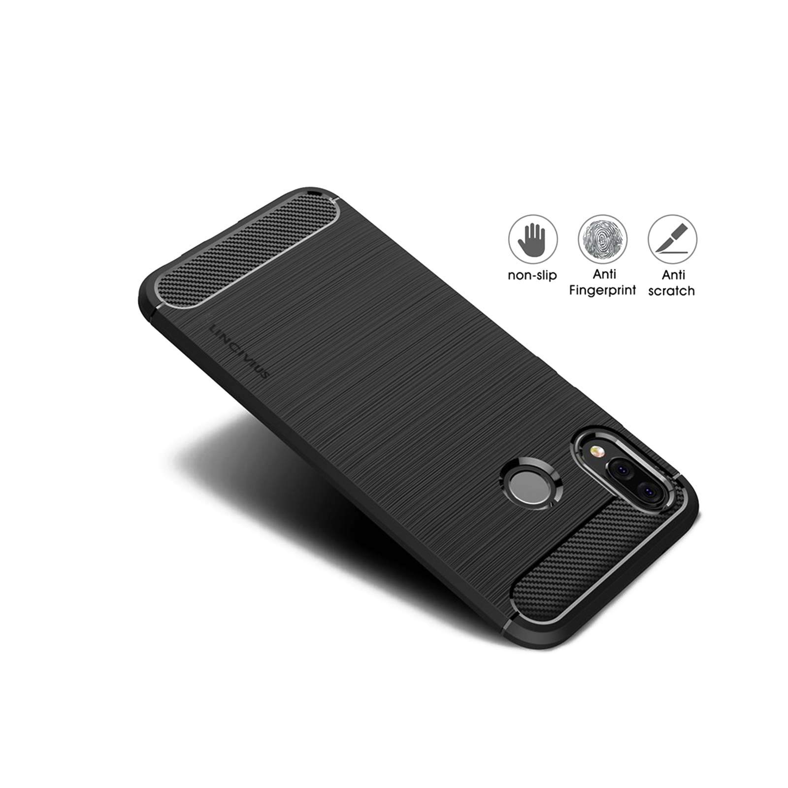 LINCIVIUS  Coque Huawei P20 Lite [TPU Brushed Carbone] Protection Coque Carbon P20 Lite Housse Etui Accessoires Silicone Souple Hybride Design Anti Choc