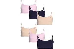 Limited Too Girls Training Bra - 6 Pack Sports Bra with Adjustable Straps (7-16)