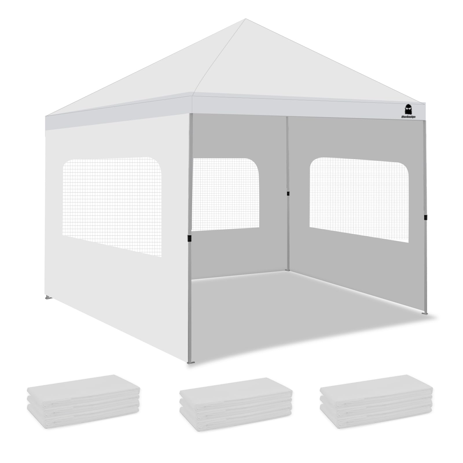Photo 1 of MordenApe Sunshade Sidewall with Mesh Window for 10x10 Pop Up Canopy - Straight Leg, Outdoor Instant Canopy Sidewalls, 3 Pack (10 x 10, White with Silver Coating)