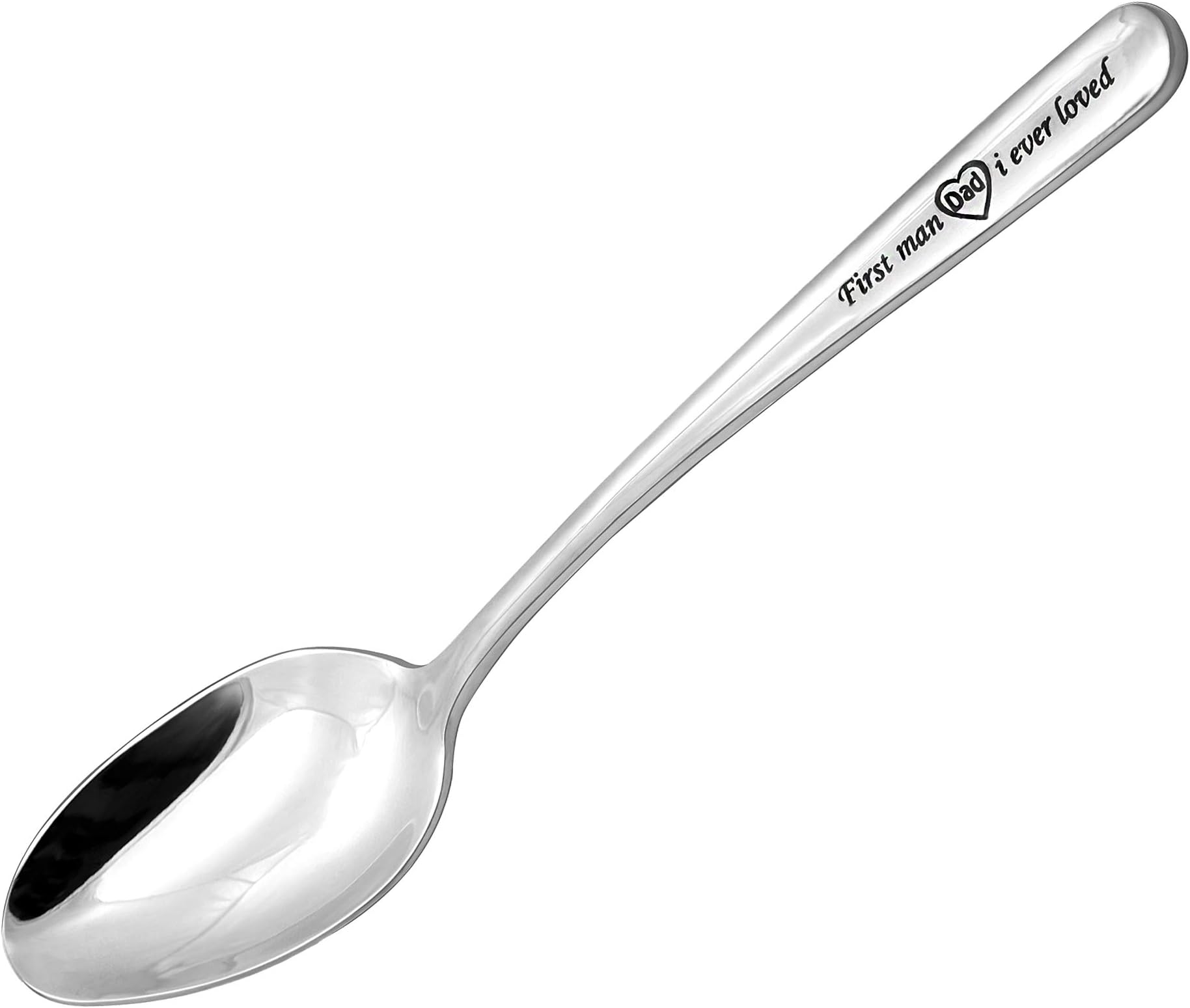 Daddy Dinner Spoon With Cute Heart First Man I Ever Loved Is Dad Tea Coffee Ice Cream Spoon Father's Day Gifts from Daughter Son 304 Stainless Steel