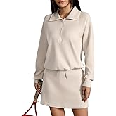 KateModa Women's 2 Piece Skirt Sets Half Zip Sweatshirt Matching Set Athletic Tennis Skorts Tracksuit Lounge Outfits