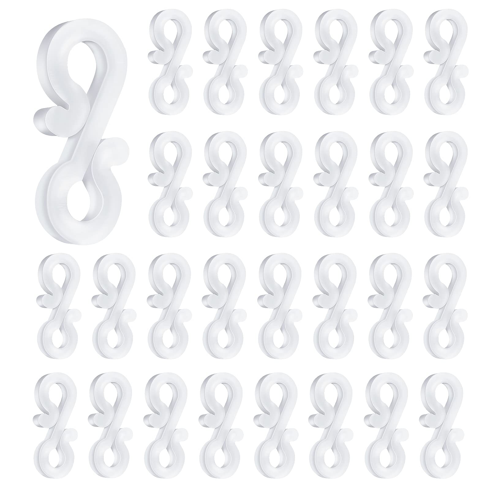 KINBOM 100Pcs S-Shaped Christmas Hanging Light Gutter Eavestrough Clips Plastic Xmas Light Hooks for Outdoor Home Christmas Halloween LED Decorative String Lights.