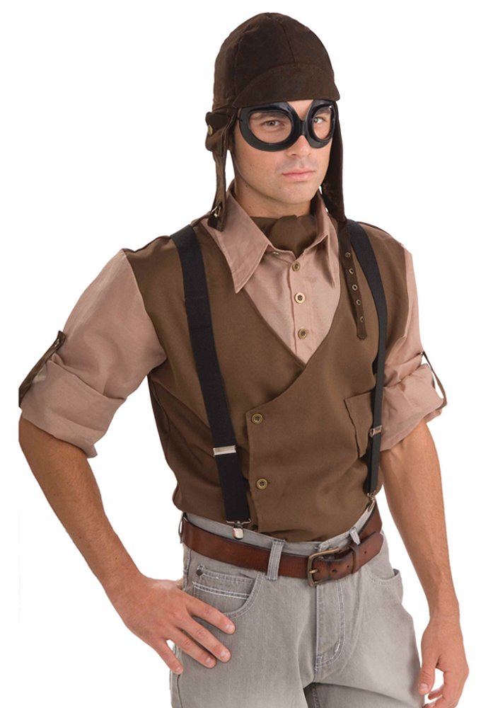 Bristol Novelty DS179 Mens Costume | Steampunk Aviator Kit | Black and Brown | Pack of 1 Accessory, One Size