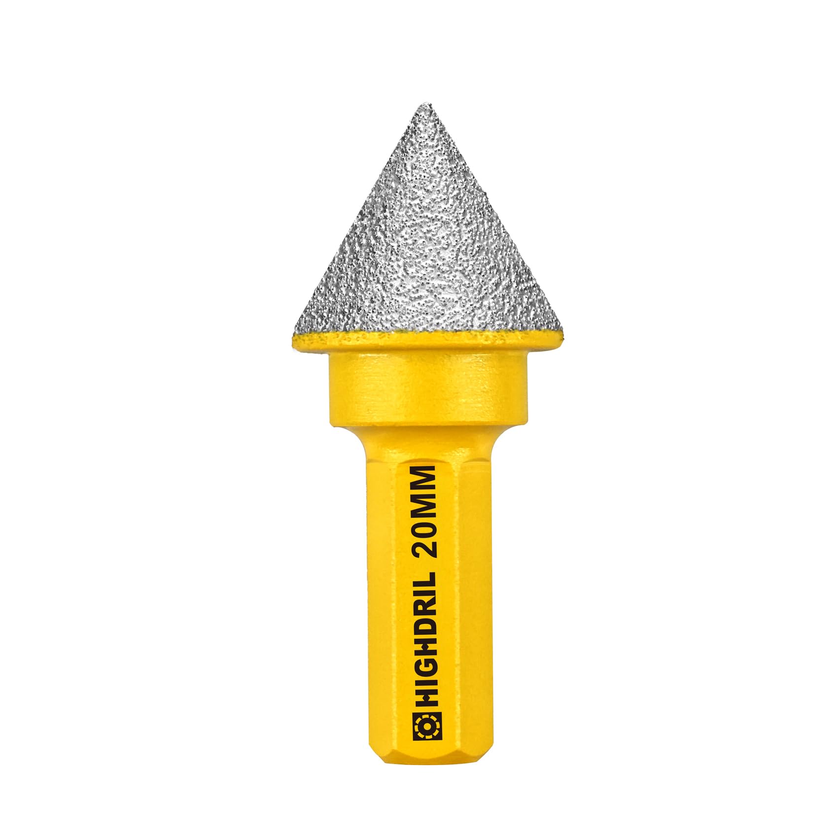 HIGHDRIL Diamond Beveling Chamfer Bit - 20mm Diamond Finger Cutter to Enlarge and Trim Existing Holes in Porcelain, Ceramic, Marble, Granite with Hex Shank