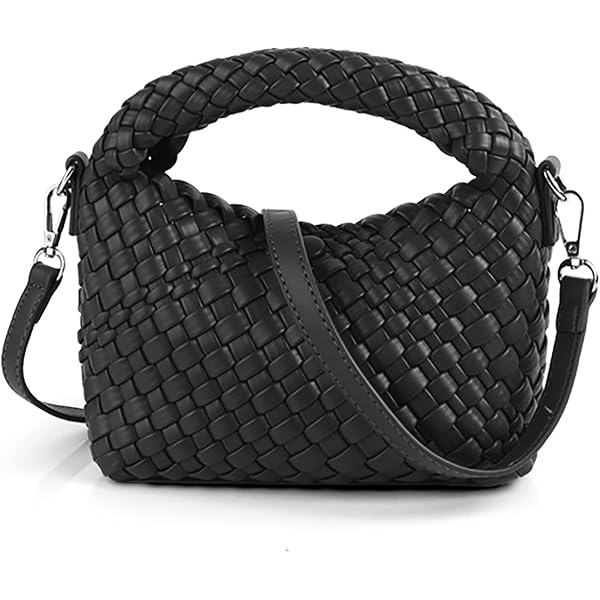 Women's Woven Tote Bag - Vegan Leather Hand-Woven Shoulder Bag With Top Handle & Underarm Carry