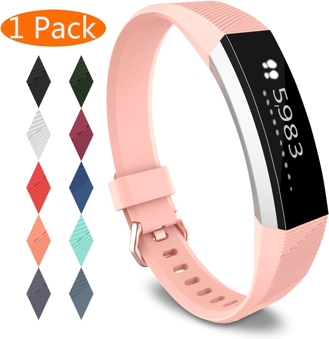 KingAcc Compatible Replacement Bands for Fitbit Alta HR, Fitbit Alta, Silicone Fitbit Alta HR Band Alta Band, Buckle Wristband Strap Women Men (1-Pack, Khaki, Large)