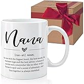 HIWERAN Nana Coffee Mug, Grandma Christmas, Birthday, Gifts for Granddaughter, Grandson, Nana Mug 11 oz white