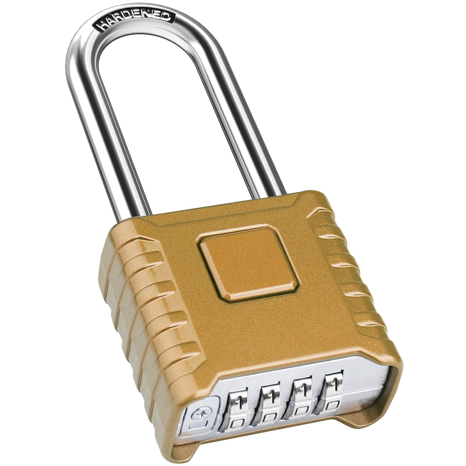 Diyife Heavy Duty Combination Padlocks Outdoor, [Weatherproof] Long Shackle 52mm Large 4 Digit Code Padlock with 8mm Thick 304 Stainless Steel Shackle for Garage, School, Gate, Shed, Gym (Copper)