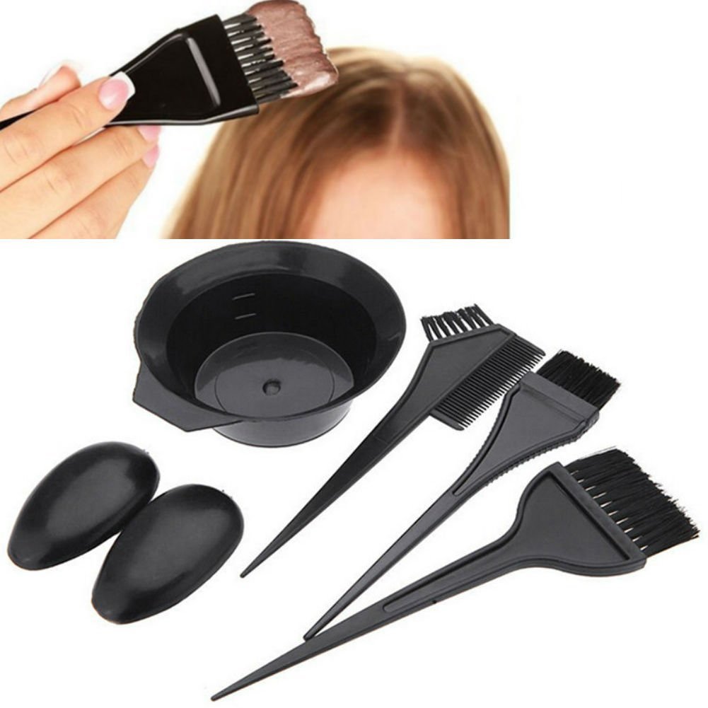 AKOAK 5 Pcs/Set Black Hair Dye Set Kit Hairdressing Brushes Bowl Combo Salon Hair Color Dye Tint DIY Tool Set Kit : Beauty