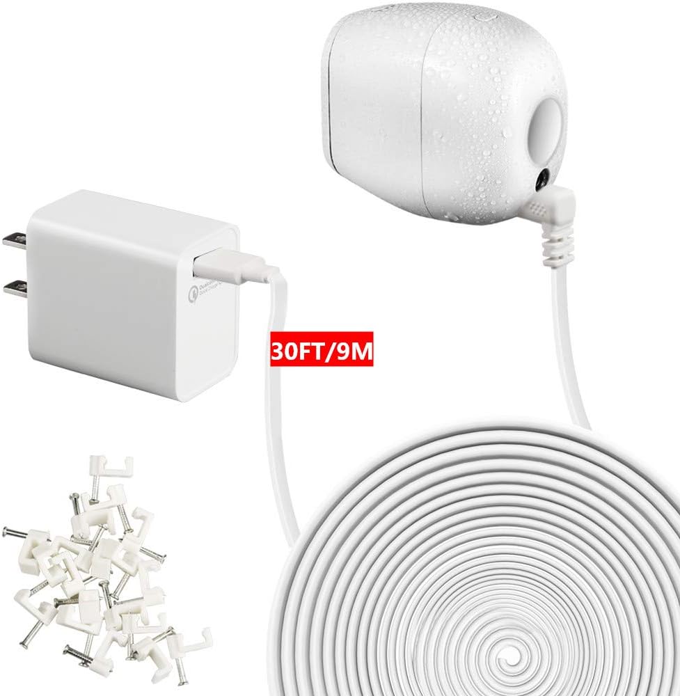 EaseBuy 30 Feet/9M Arlo Power Cables and Arlo Battery Charger Adapter Compatible with Arlo Pro & Arlo Pro 2 and Arlo GO, Weatherproof Outdoor/Indoor Arlo Power Cords - No Charging Needed