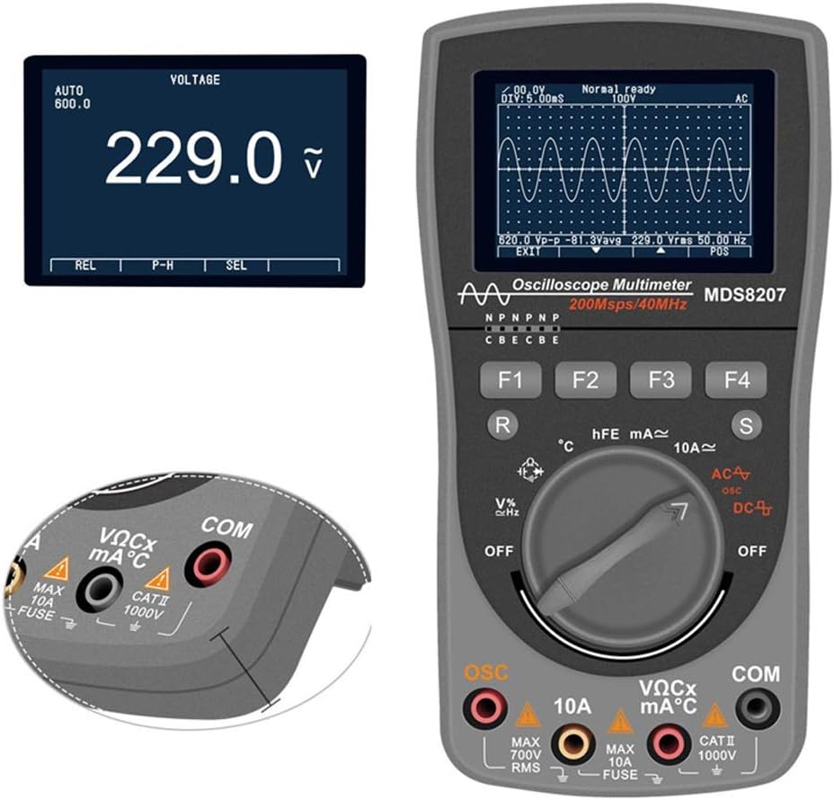 QWERTOUY Intelligent 2 in 1Digital 40MHz 200Msps/S Oscilloscope 6000Counts True RMS Multimeter