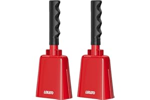 8 Inch Steel Cow Bell with Handle, 2-Pack Noise Makers Cowbell for Sport Events Cheering Hand Bell for Football Games,Party, 
