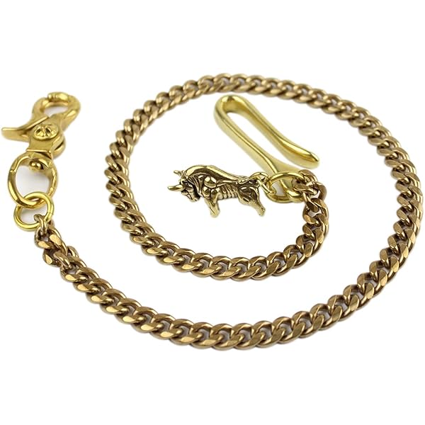 Amazon.com: Solid Brass Gold Wallet Chain Men Biker Trucker