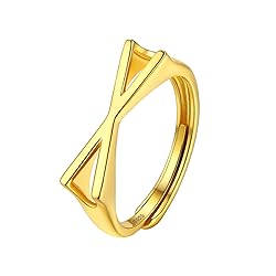 SILVERCUTE Statement Initial X Ring Gold Plated