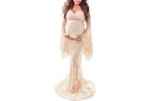 Saslax Off Shoulder Lace Maternity Dress for Photography Maxi Maternity Props Dresses for Photo Shoot Baby Shower