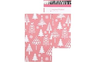 Inspired Mailers - Holiday Poly Mailers 6x9-100 Pack - Christmas Trees (Rose Gold) - Small Holiday Mailers - Cute Packaging B