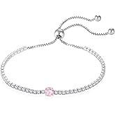 YIFSIY Birthstone Bracelet for Women 925 Sterling Silver Tennis Bracelet Classic Adjustable Chain Jewelry Anniversary Birthday Gifts for Women Mom Wife Her