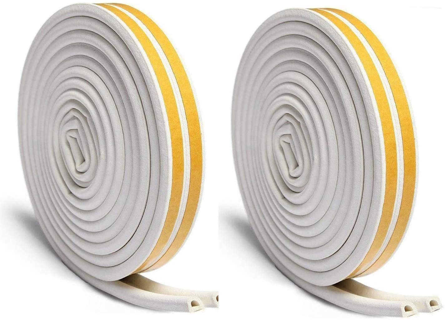 12m Window Draught Excluder Tape, Self Adhesive D Type, Rubber Door Seal Strip, Draft Excluder for Door, Weather Strip, Window Seal Strip, Window Door Insulation Strip（White）