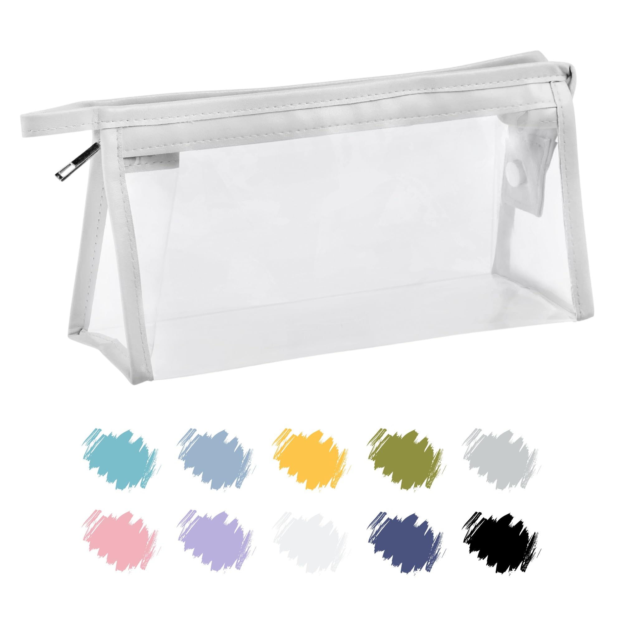 Soul Projekt Clear Pencil Case for Exams, Rectangle White Transparent Exam Pencil Case for Students, Portable Clear Makeup Bag, PVC Pouch See Through Toiletry and Cosmetic Bag, Back to School Supplies