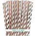 Rose Gold Solid and Stripe Foil Paper Straws - 7.75 Inches - 100 Pack - Outside the Box Papers Brand