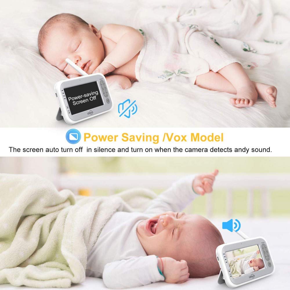LBtech Video Baby Monitor with Two Cameras and 4.3" LCD, Auto Night Vision, Two-Way Talkback, Temperature Detection, Power Saving/Vox, Zoom in, Support Multi Camera : Baby