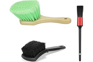 Fitosy Wheel Rim & Tire Brush Set, Soft & Stiff Bristle Wash Cleaning Supplies Kit for Car Body Exterior Surface, Carpet, Truck,SUV,RV,Motorcycle