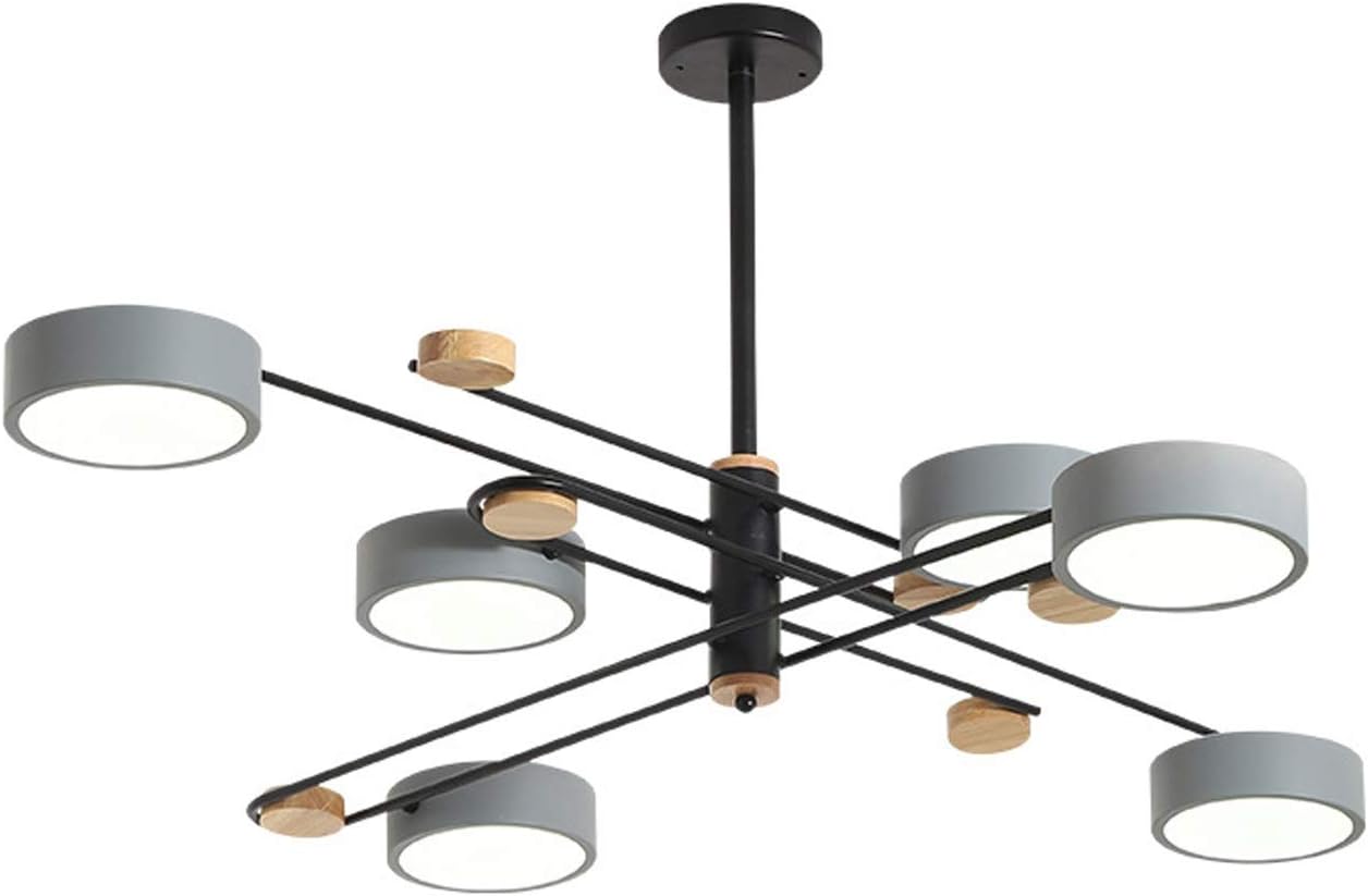 Nordic Modern Wood Chandelier 6 Lights Iron Ceiling Lamp Creative Dining Room Living Room Bedroom Hanging Lamp Stylish Hotel Bar Pendant Light Gray Color Three Tone Light Amazon Co Uk Lighting