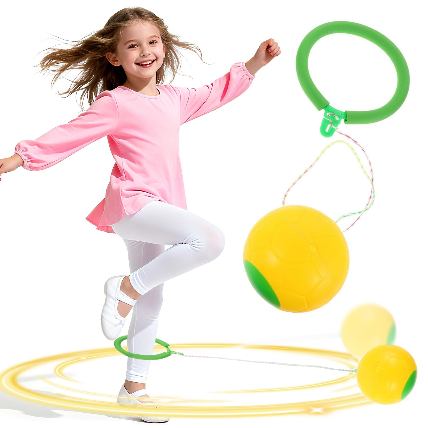 LATRAT Jumping Ball, Foot Spinner with Counter, Jump Ball Kids Ankle Toy Ankle Jump Jump Rope for Teens Adults, Random Colour