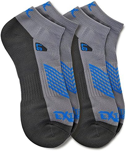 No Show Running Socks - High Performance Moisture Wicking Socks 2 pack (Gray/Blue, X-Large) by Extreme Gear