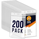 200 Pack Badge Holder, Plastic ID Badge Holder, Clear Waterproof ID Card Holder with Resealable Zip, 2.5" x 3.8" Vertical Name Tag Holder for Nurses and Office, Fits ID Card/Credit Card/Student Card