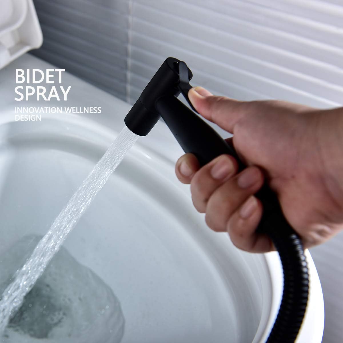 Tecmolog Toilet Sprayer Kit Stainless Steel Hand Held Bidet Sprayer Black Cloth Diaper Washer Portable Shattaf with Hose - Image 4