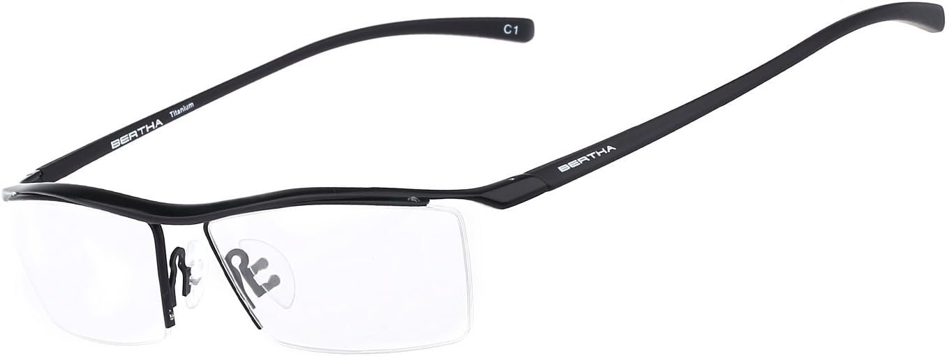 Bertha Men Z Pure Titanium Semi-rimless Eyewear Business Optical Glasses Frame 8189