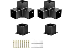 TOMCHY Pergola Brackets Kit Heavy Duty with Post Base Pergola Brackets 6x6 inches DIY Pergola Kit with Steel Brackets and Pergola Brackets Boot Shoulder and Lag Bolts （2 Bracket Shoulders +2 Boots）