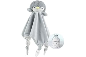 CREVENT Cozy Plush Baby Security Blanket, Loveys for Baby Girls and Boys, Birthday (Penguin)