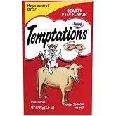 Whiskas Temptations Classic Treats for Cats Hearty Beef Flavor (Pack of 4)