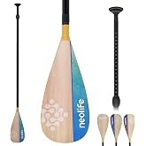 LINGVUM SUP Paddleboard Paddle, Adjustable Stand-Up Paddle Board Paddle | Fiberglass Shaft and Enhanced PP Blade, 66-82" (170-210 cm), Wooden Pattern Decal