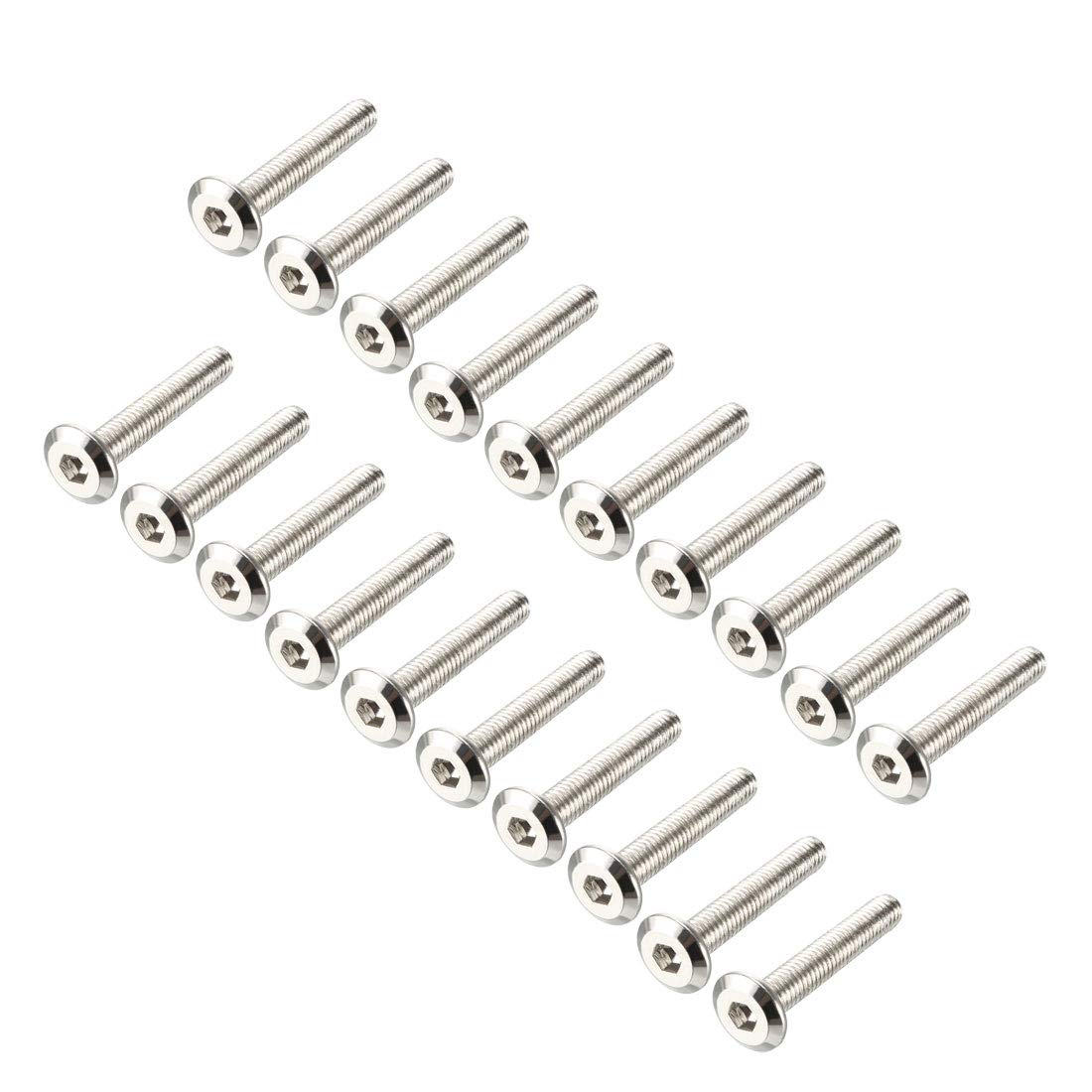 sourcing map M6x35mm Furniture Bolts Hex Socket Screws Fastener Carbon Steel 20pcs