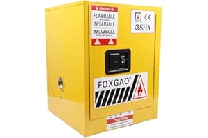 NICE CHOOSE Safety Cabinet, 4 Gallon Steel Safety Storage Cabinet Adjustable Shelf Flammable Storage Cabinet 1 Door Manual Close for Flammable Liquids - Yellow