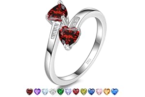 Yaresul 1CT Adjustable Women Heart Ring 925 Sterling Silver Birthstone Rings for Women Promise Ring for her Simulated Gemstone Statement Stackable Band Width 2mm Open Size 5~9