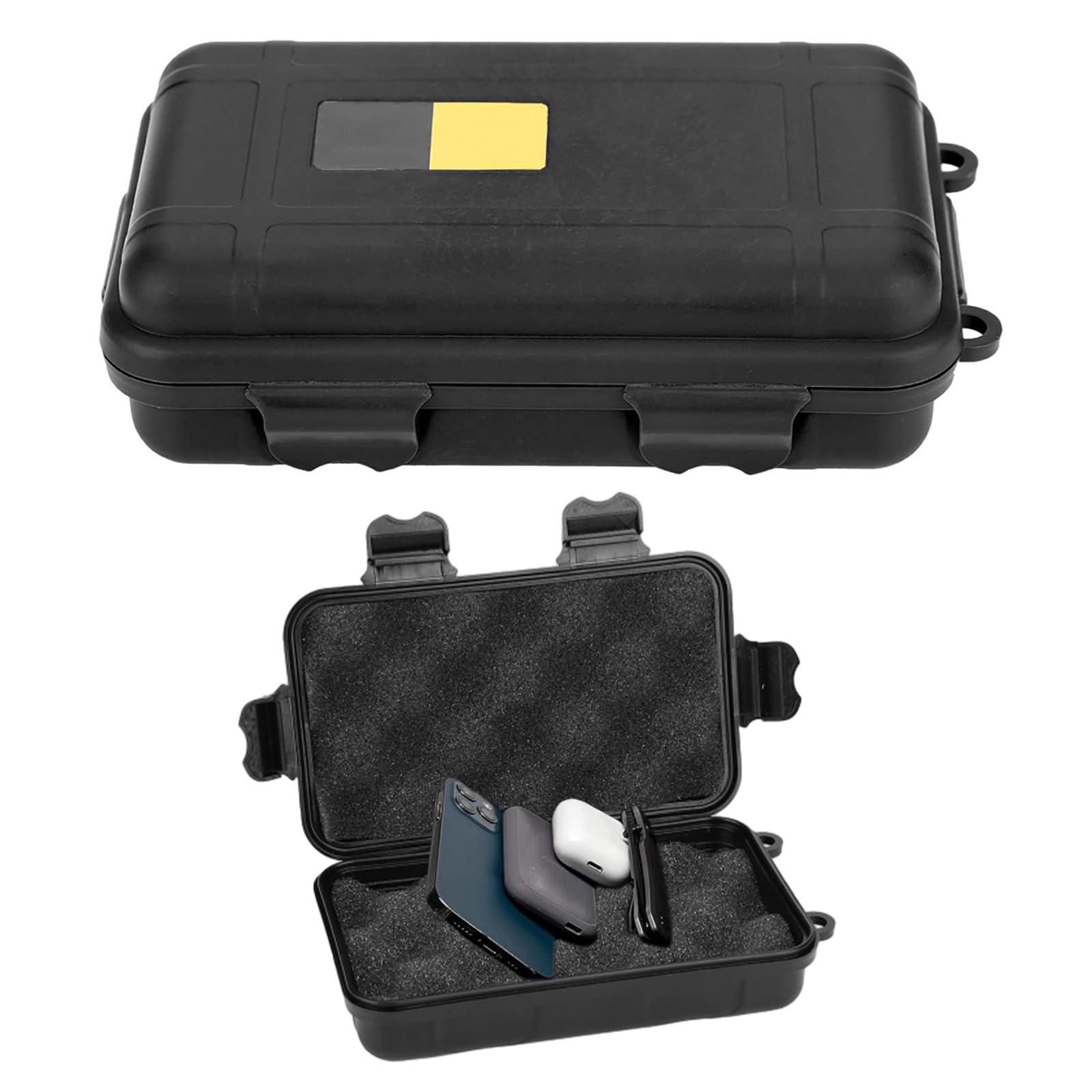 BORDSTRACT Waterproof Storage Box, EDC Outdoor Survival Equipment Sealed Chests, Dustproof Pressure Proof Hard Drive Case(18.00 * 12.00 * 4.00cm-Black)