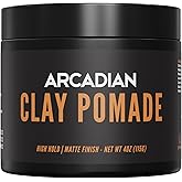 Arcadian Grooming Clay Pomade for Men – Vegan Matte Finish, Strong High Hold, 4oz