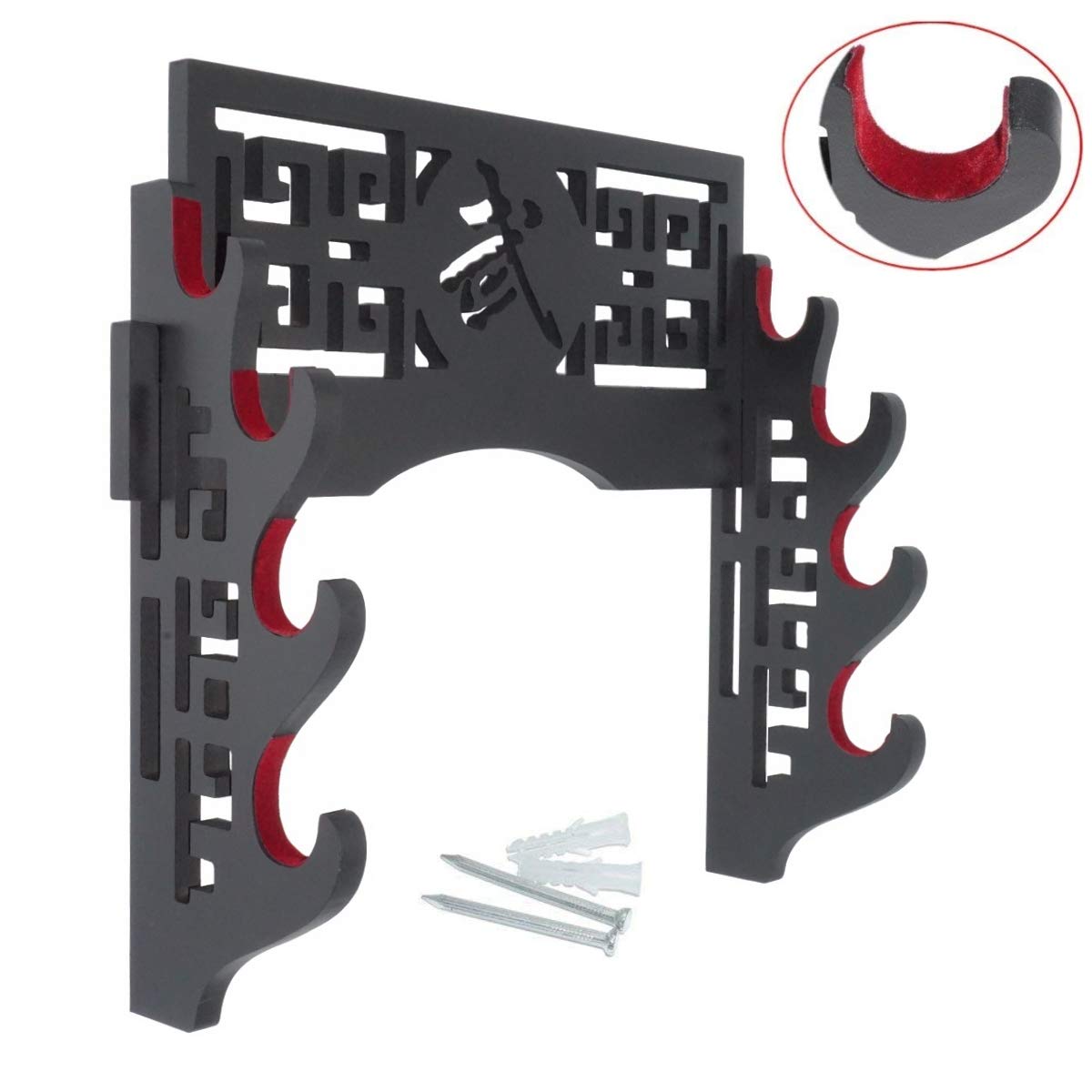 Moumou 4-Tier Velvet Protect Sword Wall Mount Stand for Katana Wakizashi Genji Samurai Swords