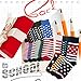 Mens Fashion Socks,SUTTOS Men's Womens Soft Cotton Funky Fashion Pattern Long Tube Crew Dress Socks,4 Pairs