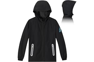 Veridra Kids Rain Jacket with Air Vents Mesh Lined, Hooded Raincoats with Extended Brim for Boys Girls